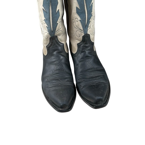 EIGHT SECOND ANGEL AZTEC FEATHER Cowboy Boots Women's Sz 8 Cream/Gray / Black - Picture 3 of 16